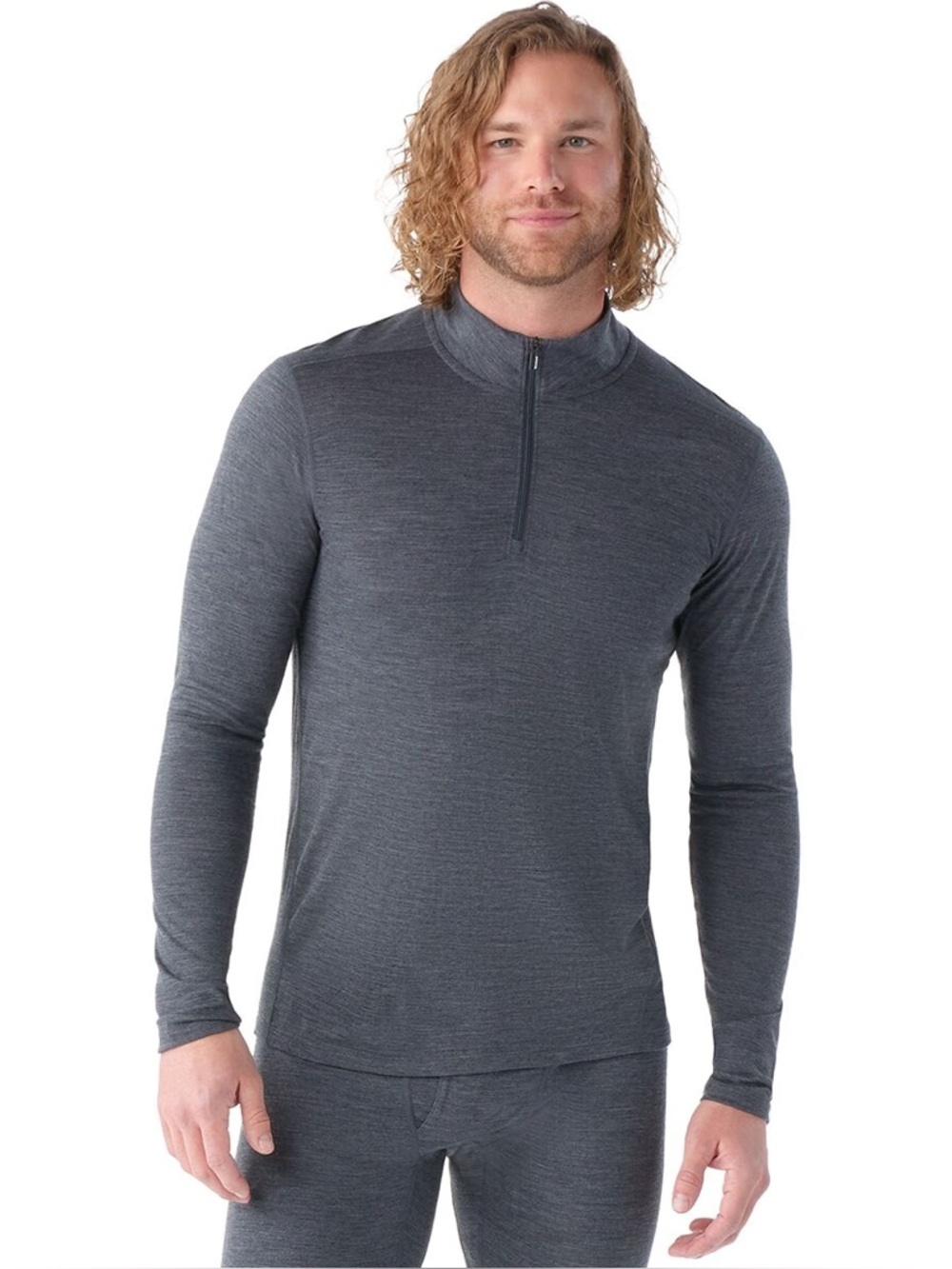 Smartwool Men’s Quarter Zip Wool Pullover Long Sleeve Steel Blue Grey size XL